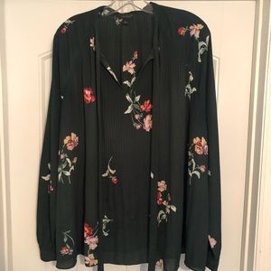 Ann Taylor Floral Pleated Blouse
